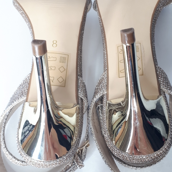 Le Chateau Sparkly Heels Gold Strappy Stiletto 8 - Picture 10 of 13